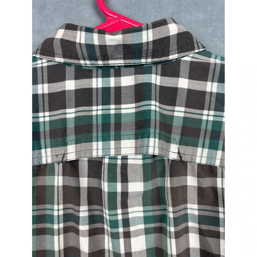 Wrangler Outdoor Mens Green Black Plaid Long Sleeve Button Down Shirt NWP25JB L